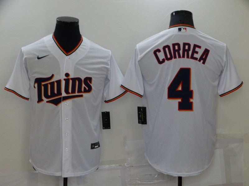 Men's Minnesota Twins Carlos Correa #4 White Baseball Jersey